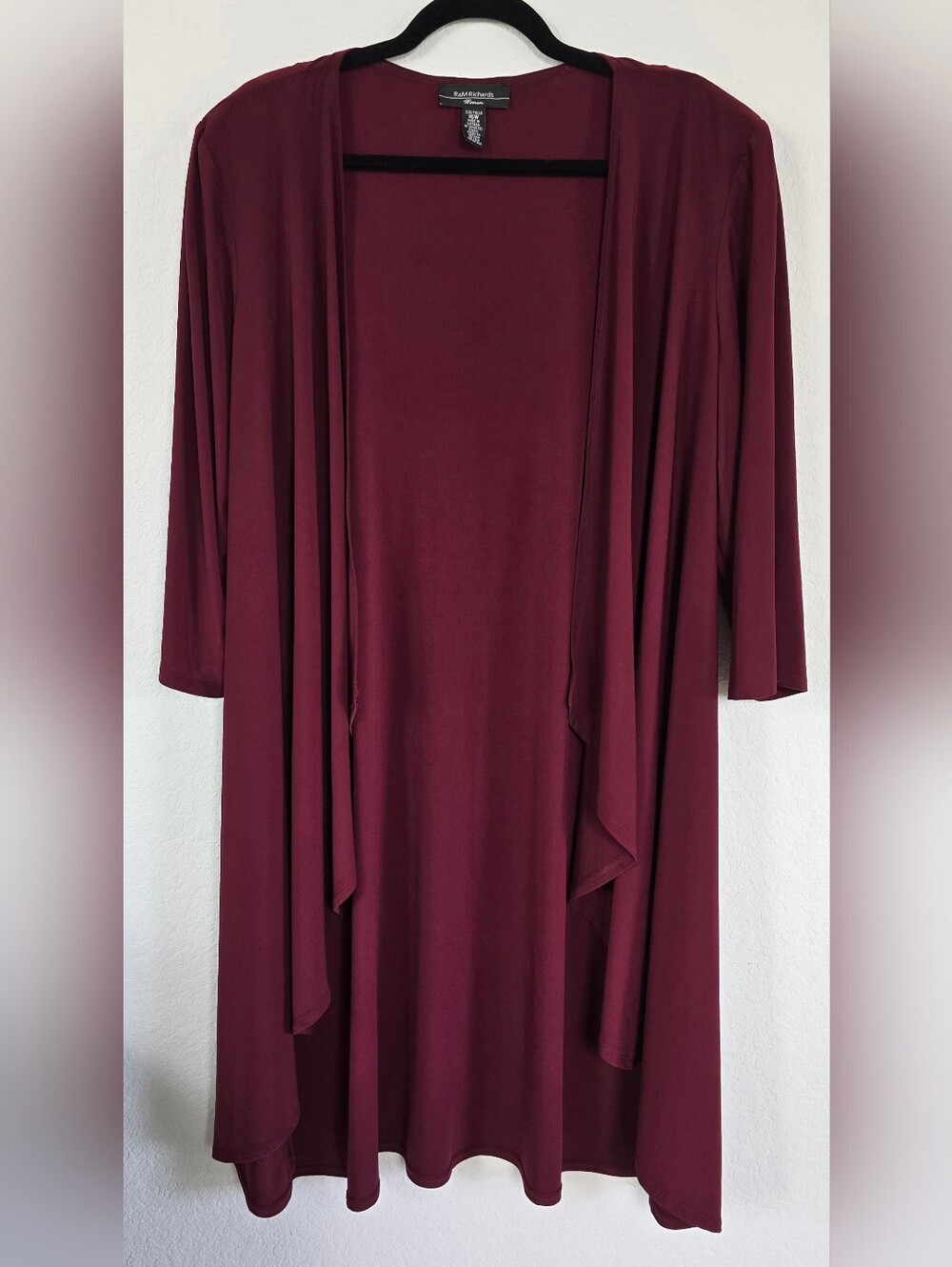 R&M Richards Women's Open-Front Cardigan in Burgundy - SO SOFT!